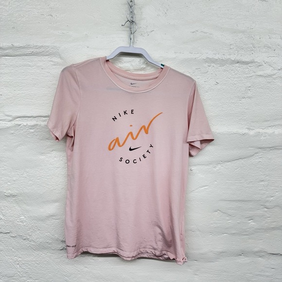 Nike Other - Nike Air Society Tee Pink Dri Fit 60%cotton Large Large Logo